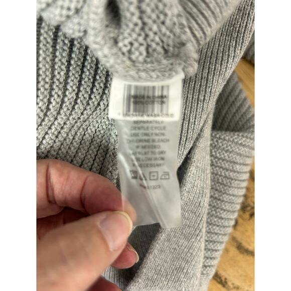 Vince Camuto Mock Neck Grey Ribbed Sweater Size Medium Cotton Knit Minimalist - Picture 10 of 12